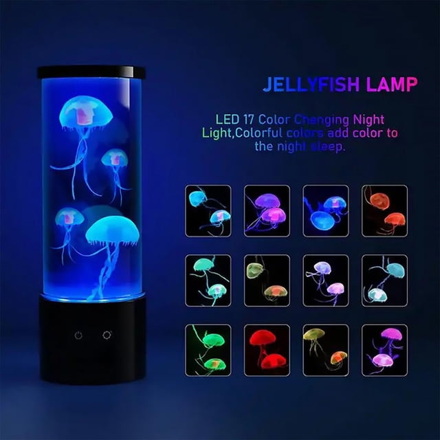 Jellyfish Lamp with Color Changing LED Night Light, Realistic Aquarium Mood Lamp for Home Decor, Stress Relief Gift