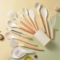 thumbnail image 2 of Wamans Kitchen Silicone Cooking Utensils, 14 Pc Kitchen Utensil Set, Easy To Clean Wooden Kitchen Utensils, Cooking Utensils for Nonstick Cookware, Kitchen Gadgets and Spatula Set Clearance, 2 of 5