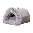 thumbnail image 3 of Lit pour Chat Grotte Semi-Fermée Nid pour Chat Portable avec Poignée Confortable Gris Grand, 3 of 9