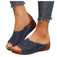 thumbnail image 1 of Womens Wedge Orthopedic Sandals 2025 Comfortable Leather Arch Support Orthotic Platform Walking Dress Slip on, 1 of 6