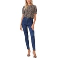 thumbnail image 2 of INSPIRE CHIC Hauts Froncés pour Femmes Col Rond Manches Courtes Dos Goutte d'Eau Blouse Florale S Noir Rouge, 2 of 7