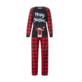 thumbnail image 1 of Diconna Ensemble de Pyjamas de Noël pour la Famille Imprimé Lettre Manches Longues Col Rond Hauts Pantalon à Carreaux, 1 of 9