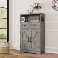 thumbnail image 1 of VEANERWOOD Farmhouse Storage Cabinet with Doors and Drawers, Freestanding Kitchen Pantry Cabinet Sideboard, Grey, 1 of 5