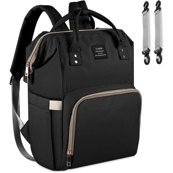 Sac à Couches Multifonction Imperméable Sac à Dos de Voyage Sacs à Couches pour Soins de Bébé - Grande Capacité,Noir