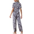 thumbnail image 3 of INSPIRE CHIC Ensemble de Pyjama en Satin pour Femme Soie Floral Manches Courtes Haut et Pantalon 2 Pcs Pyjamas TG Violet, 3 of 6