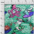 thumbnail image 2 of oneOone Silk Tabby Sea Green Fabric Ocean Life Sewing Craft Projects Fabric Prints By Yard 42 Inch Wide, 2 of 5