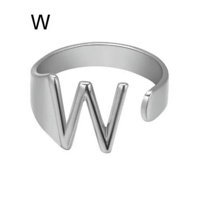 CUITING Bague Mode Ajustable Initiale Alphabet Lettre A-Z Bagues pour Femmes Bijoux-Argent C