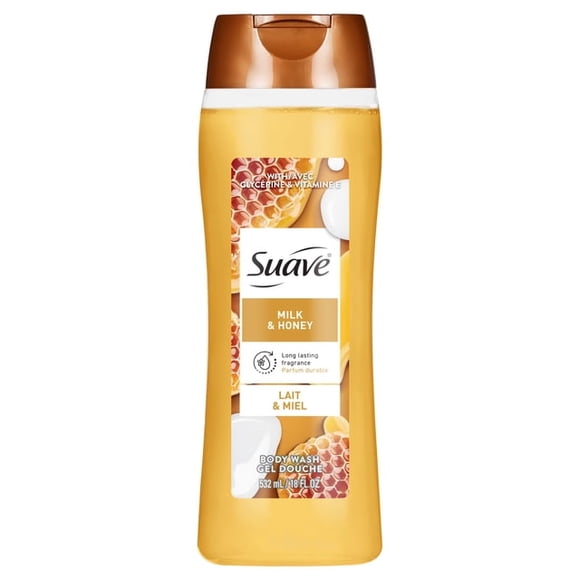 Suave Essentials Gentle Body Wash, Milk & Honey With a Sweet Oil Blend Essence, Infused with Vitamin E & Honey Extract 532ml