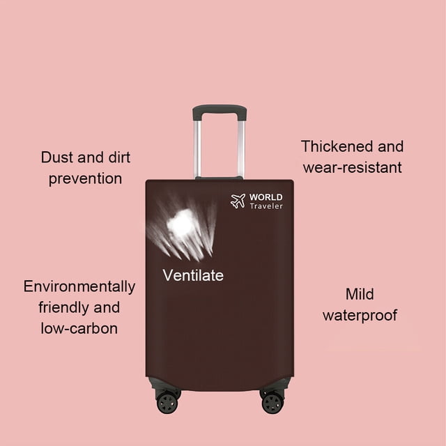 serony Non-woven Travel Luggage Cover Dustproof Stylish Sticker Type Detachable Simple Style Suitcase Bag Protector Guard Coffee 24inch
