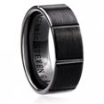 thumbnail image 1 of 9Mm Wide Satin Finish With Lines Black Ring, 1 of 2