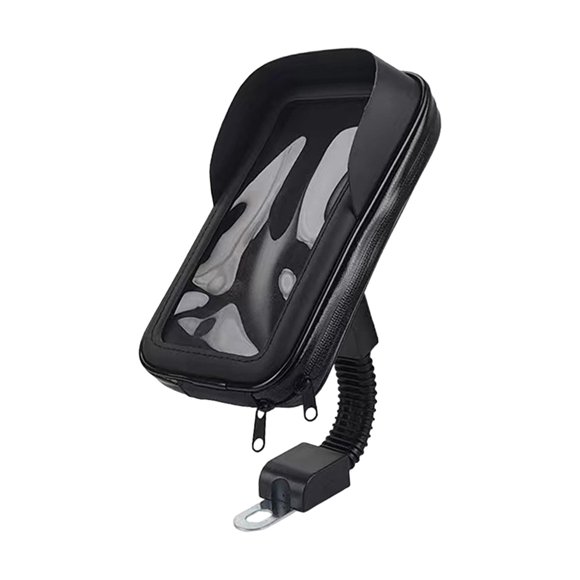 Motorcycle Phone Holder Waterproof Pouch Bag Universal 360 Adjustable for Phones with Screens below 6.4 Inches, Phone Mount Rearview Mirror