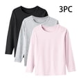 thumbnail image 1 of YUNAFFT Kids Basic Tee Long Sleeve Round Neck Lightweight Solid Color 3-Pack Minimalist Casual Everyday Style, 1 of 9