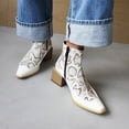 thumbnail image 1 of Women's Winter Square Toe Serpentine Leather Stitching High Heel Zipper Ankle Boots, 1 of 9