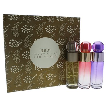 360 by Perry Ellis pour Femmes - Coffret Cadeau 3 Pcs Vaporisateur EDT 1 Oz, Vaporisateur EDP Corail 1 Oz, Vaporisateur EDP Violet 1 Oz