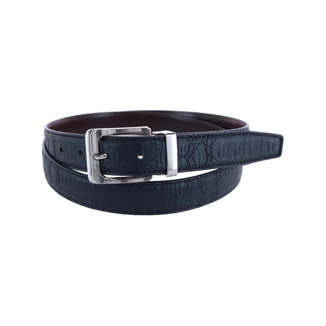 CTM® Leather Matte Reversible Croc Print Clamp on Buckle Belt