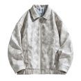 thumbnail image 1 of Pisexur Leather Jacket Men Man Solid Color Leisure Time Zipper Pocket Flip Collar Long Sleeves Leather Jacket Motorcycle Jacket, 1 of 2