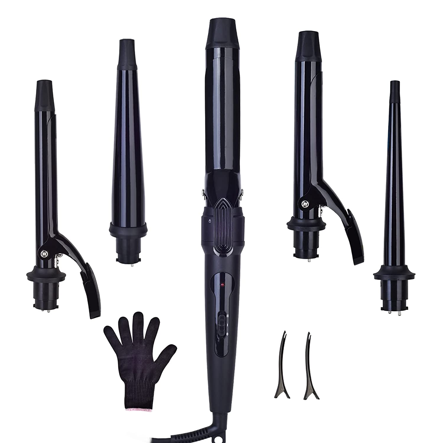 Curling Wand, Upgrade 5 In 1 Curling Iron Set, 0.35-1.25 Inch 5 Interchangeable Barrels, Hair Curler Set With Ceramic Tourmaline Coating, Dual Voltage, Ptc Fast Heat Up For Any Hairstyle
