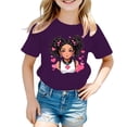 thumbnail image 1 of MEZZALL T-Shirt Graphique Mignon pour Fille, Col Rond, Manches Courtes, Tee d'Été Décontracté, T-Shirts Hauts, Violet, 11-12 Ans, 1 of 5