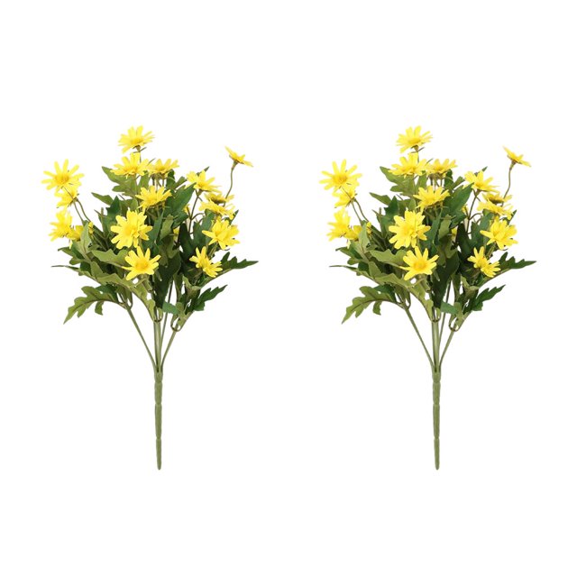 ZheElen 2pcs Artificial Silk Daisy Flowers Low Maintenance And For Home Faux Flowers yellow 1Set