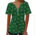 thumbnail image 1 of Blouses pour Femmes Haut Imprimé à Col en V Boutonné à Manches Courtes pour Femmes, 1 of 9