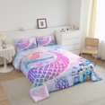 thumbnail image 3 of Erosebridal Mermaid Bedding Twin Comforter Set,Castle Seashell Down Comforter,Princess Room Decorative,Reversible,2-Piece, 3 of 8