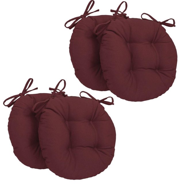Coussins de Chaise Ronds Capitonnés en Sergé Uni de 16 Po (Ensemble de 4)