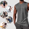 thumbnail image 5 of Men's Grey Sleeveless Tank Tops Crewneck Solid Loose Fit Shirt Workout Sport Shirts Running Tank Tops, 5 of 5