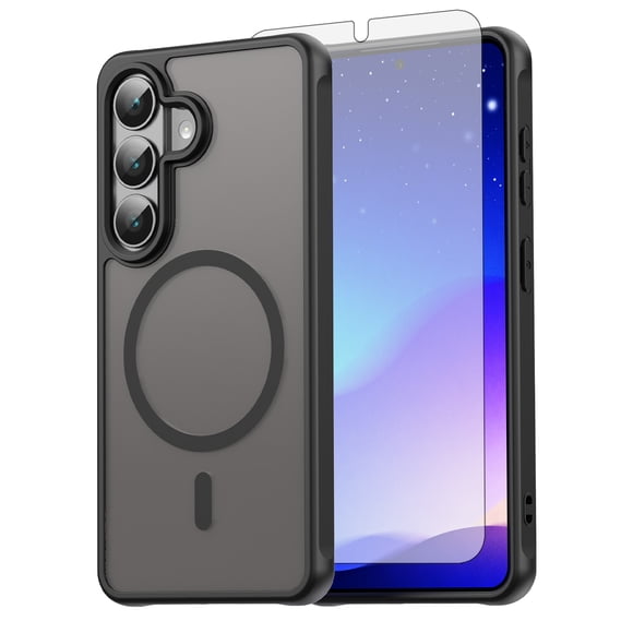 Asuwish Phone Case Compatible with S26 5G Magnetic, Translucent Matte Anti-fingerprint Back, Military Grade DropProof Shockproof Protective Cell Cover S 26 26S GS26 G5 Women Men Black