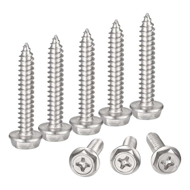 Unique Bargains Rondelle Hexagonale Phillips en Acier Inoxydable 304 M6 x 35 mm à Vis Autotaraudeuses, Lot de 25