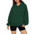 thumbnail image 4 of Ladies Hoodies Fall Solid Oversize Hoodie Basic Pullover Sweatshirt Long Sleeve Drop Shoulder Design Oversized Sweatshirt Women Green XS, 4 of 6