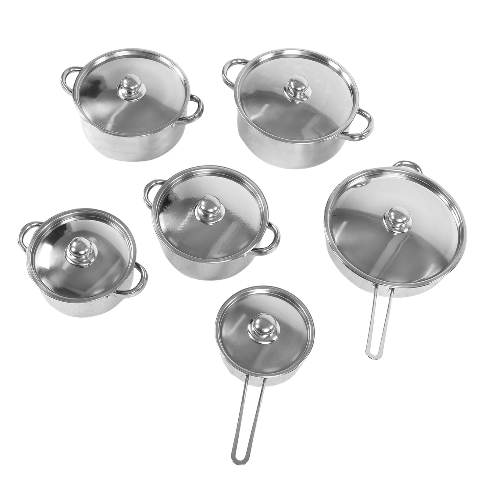 Set Stainless Steel Cookware Set Induction Kitchen Cooking Skillet Set with Frying Pan Soup Pot Milk Pot
