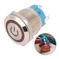 thumbnail image 2 of 2Pcs Interrupteur à Bouton-Poussoir 4 Broches 19mm Tête Plate Ronde Coque en Acier Inoxydable avec Lumière IP65 12-24VDCRed, 2 of 10