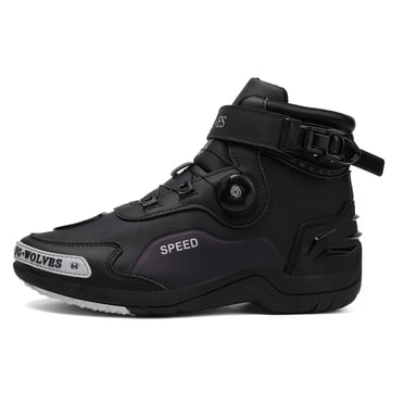 JG WOLVES - Bottes de Moto - Confort Toutes Saisons et Aventure - Chaussures de Randonnée et de hors Route Imperméables - pour Hommes et Femmes,Noir,45