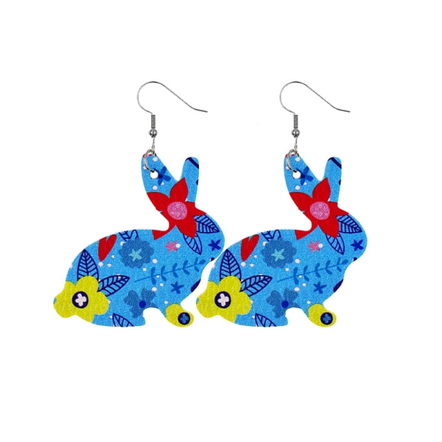 Creative Easter Leather Earrings Colorful Eggs Party Rabbit Happy Easter Day Decor Bunny Ester Parti Girls Gifts, Style 12