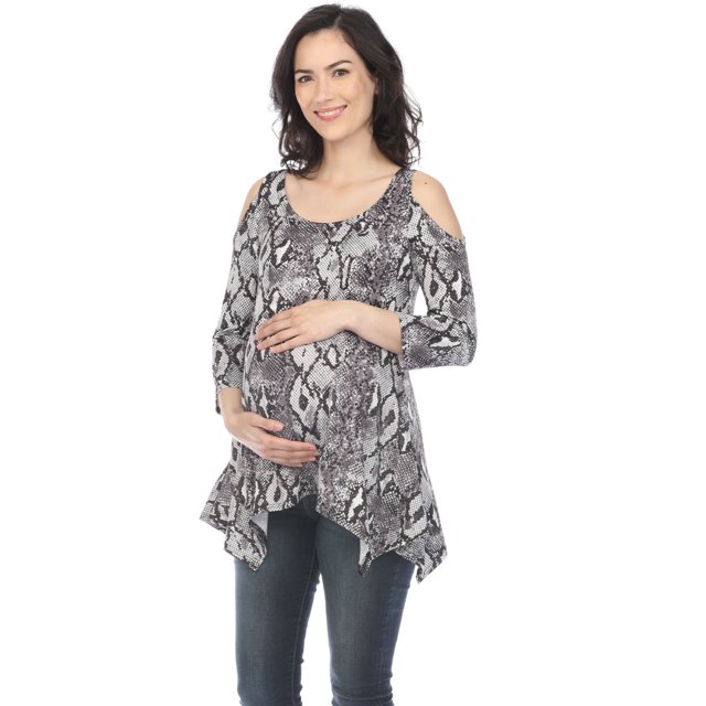 White Mark Tunique de Maternité à Imprimé Serpent pour Femmes Épaules Dénudées