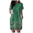 thumbnail image 2 of TJAZFJPA Robes Formelles Grande Taille pour Femmes Femmes Robe T-Shirt Douce à Manches Courtes Tunique d'Été Décontractée Robe Imprimée Ample avec Poches Robes Formelles pour Femmes Robe de Gala, 2 of 7