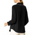 thumbnail image 3 of INSPIRE CHIC Women's Sweet Ruffle Peter Pan Collar Button Up Work Shirts, 3 of 6