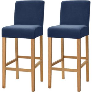 PinesC 2 Pack Stretch High Barstool Slipcovers with Back Bar Stool Jacquard Square Dining Chair Counter Stool Pub Chair Slipcover