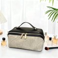 thumbnail image 4 of Leodye 1PCS Color Block Leather Cosmetic Bag Double Zip Design Upgraded Divider Organizer Waterproof Material for Makeup and Toiletries Storage -9.84×5.12×4.72in, 4 of 5