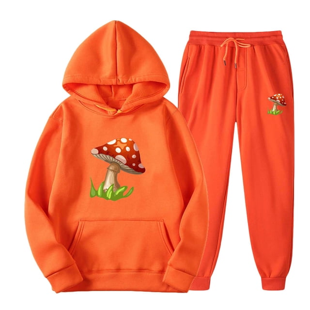Pull Décontracté pour Hommes à Capuche Imprimé Sport Manches Longues Pantalon Ensemble Deux Pièces