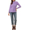 thumbnail image 2 of INSPIRE CHIC Women's Lace Mock Neck Long Sleeve Cotton Button-Down Shirt, 2 of 5