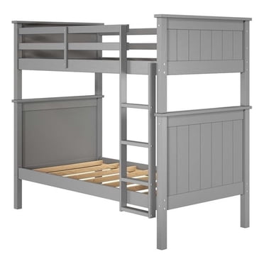 Linon Tilda Lit Superposé Simple sur Simple avec Garde-Corps Supérieurs en Bois Massif Gris