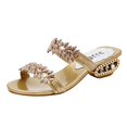 thumbnail image 1 of Womans Spring Summer Fashion Rhinestones Sequins Chunky Heel Sandals Slippers Shoes, 1 of 9