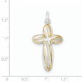 thumbnail image 2 of 925 Sterling Silver Rhodium Plated and Gold-Tone Twist Cross Reversible Shaped Pendant, 2 of 2