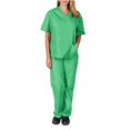 thumbnail image 2 of LYMAYTER Women V-Neck Medical Uniform Multi-pocket Design Nurse Uniform Scrubs Set for S-2XL, 2 of 7