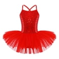 thumbnail image 1 of Alvivi Robe Tutu de Ballet à Paillettes pour Filles, Justaucorps de Danse et de Gymnastique, Jupe Rouge, Taille 4-5, 1 of 7