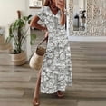 thumbnail image 2 of UPPADA Robe Maxi à Col en V pour Femme, Imprimé Floral, Robe d'Été Décontractée à Manches Courtes, Style Bohème, Robe de Plage avec Fente Latérale, Robe de Cocktail pour Fête, Robe pour Invitée de Mariage, Blanc, TG, 2 of 3