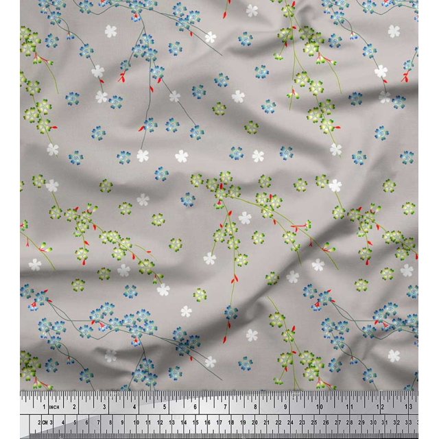 Soimoi Poly Georgette Fabric Flower Artistic Print Fabric by Yard 52 Inch Wide