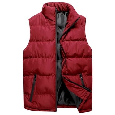 Kcodviy Men Autumn Winter Stand Jacket for Winter Collar Pure Color Waistcoat Real Down Vest Jacket Top Coat