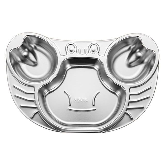 316 Stainless Steel Divided Kids’ Plate with Cute Car Design, Durable Bento Tray for Meals, Dishwasher Safe Baby Tableware Set